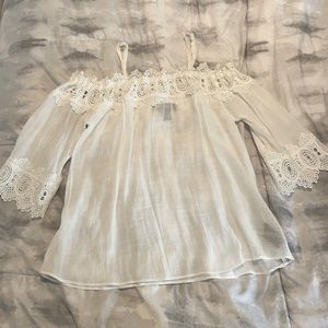 White BCX Off-The-Shoulder Lace Blouse